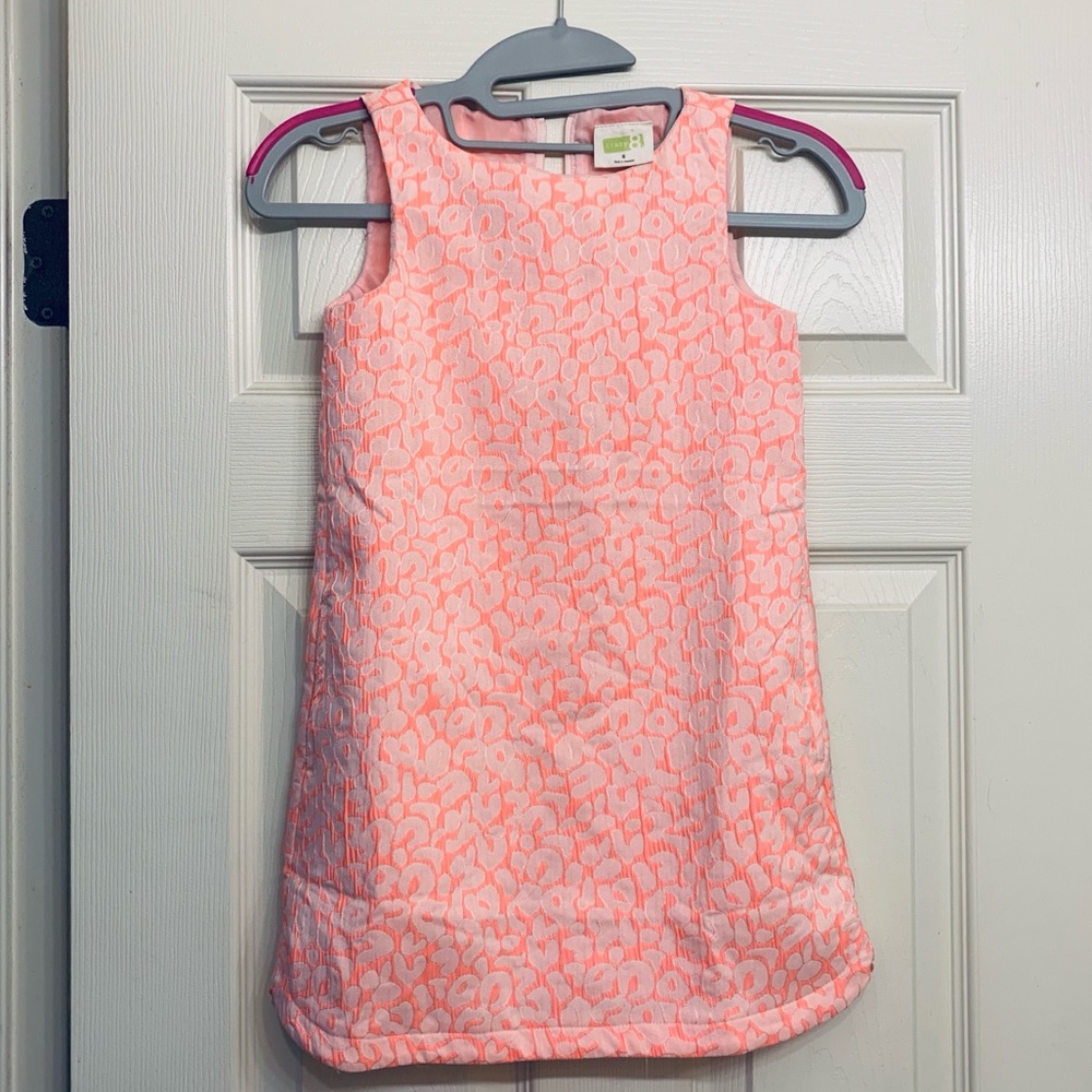 Shift jacquard neon/light pink floral dress.